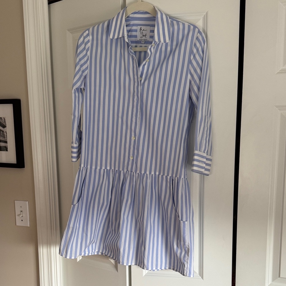 Tuckernuck Blue & White Striped Shirt Dress